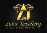Zuha Jewellery logo - gold diamond crown with ZJ initials, Discover Beauty Define Yourself tagline, best 925 silver gold plated jewelry brand in Karachi Pakistan.
