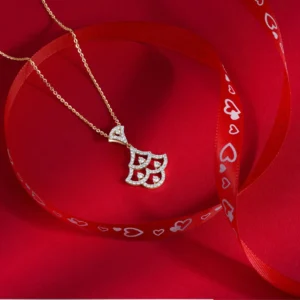 Gold Plated Double B Initial Pendant with Cubic Zirconia Stones - Personalized Karachi-Crafted Necklace for Pakistani Women | Zuha Jewellery