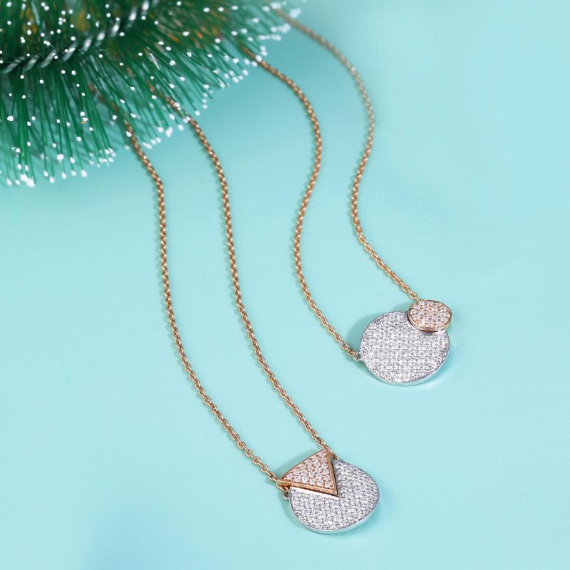 Elegant Dual-Tone Circle Pendant Necklaces