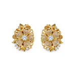 Floral Statement Pendant Set – Gold and Light Gray High Quality Zircon – additional image 2