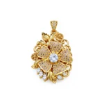 Floral Statement Pendant Set – Gold and Light Gray High Quality Zircon – additional image 3