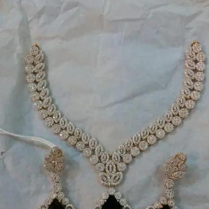 Silver 925 Floral Stone Choker & Earrings Set for Karachi Brides - Premium Kundan Bridal Jewelry