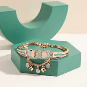 Gold Plated Charm Bracelet with White Stones – Pakistani Fashion Jewellery