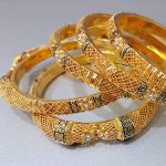Close-up detailing of gold plated bangles – Karachi jewellery design