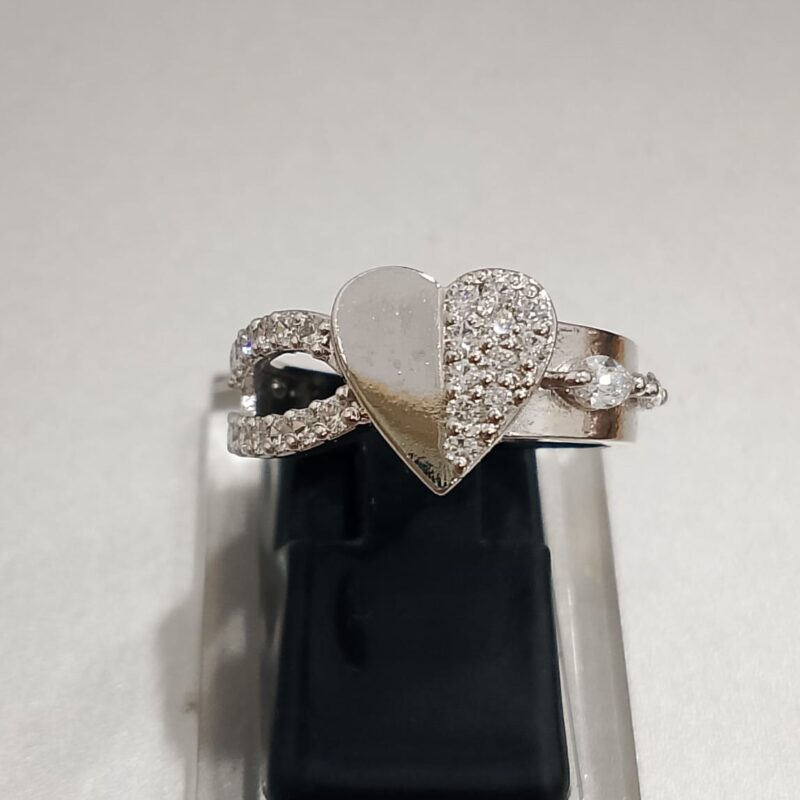 925 Sterling Silver Half Heart CZ Diamond Ring for Women 2 e1764687438900