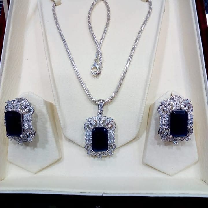 “925 Sterling Silver Black Onyx Pendant Set – Classic Necklace & Earrings Zuha Jewellery” 925 Sterling Silver Black Onyx Pendant Set – Classic Necklace Earrings Zuha Jewellery