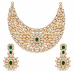 Royal Bridal Statement Set – 925 Sterling Silver – Gold Plated – Gold and Green High Quality Zircon