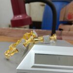 Square Zircon CZ Gold Plated Bangles Set | Heavy Designer Pair for Weddings Karachi Pakistan