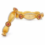 Openwork Mesh Floral Bangles – Brown and Gold High Quality Zircon – additional image 2