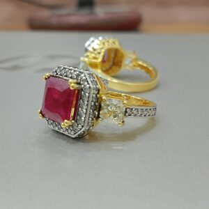 Antique Victorian Style Ruby Diamond Ring 925silver 3