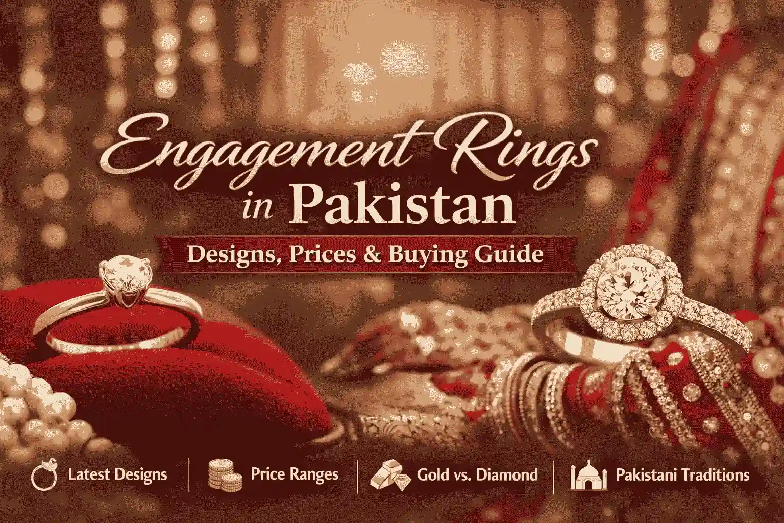 Engagement rings in Pakistan with diamond and gold designs