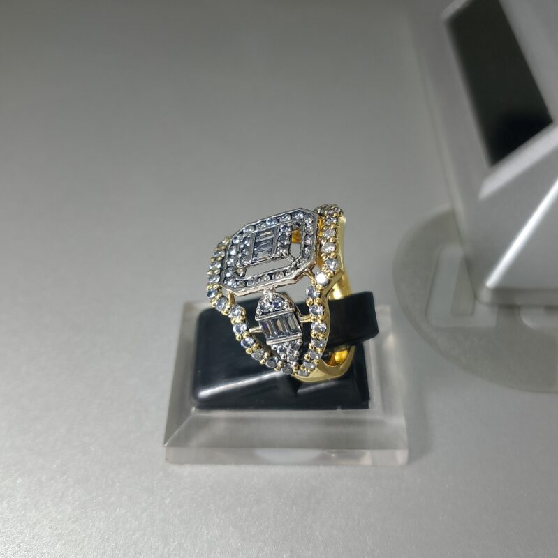 Gold Diamond Cluster Dress Ring silver 925 2