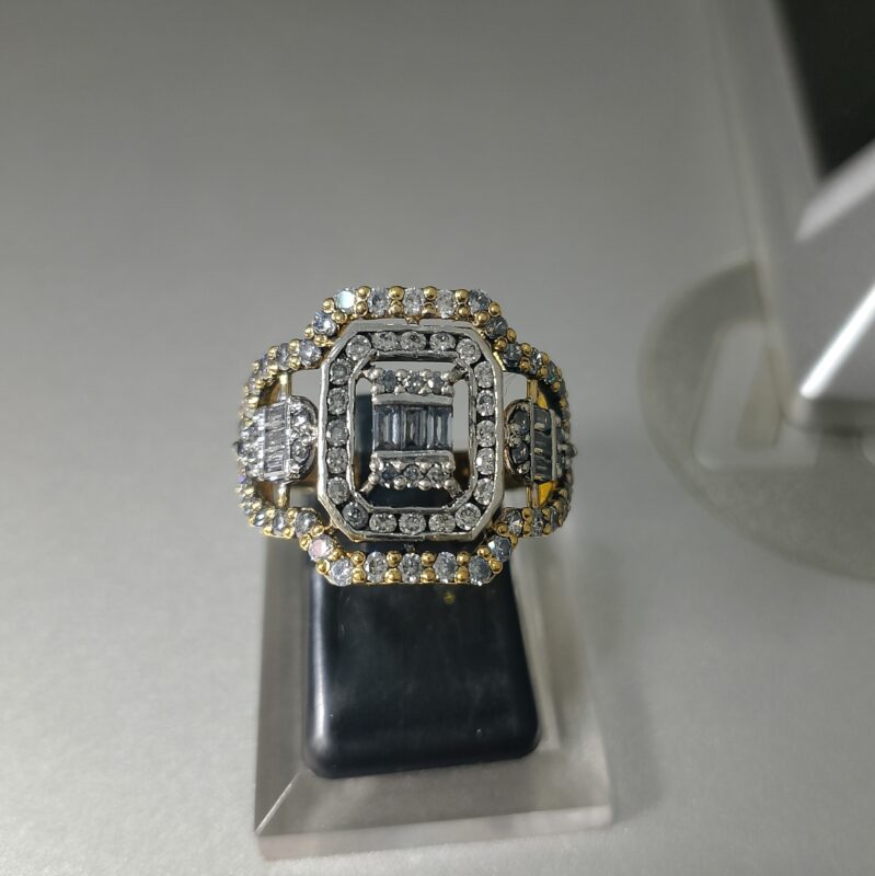 Gold Diamond Cluster Dress Ring silver 925