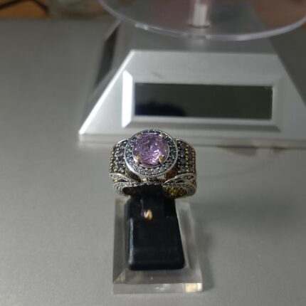 Lavender Crown Halo Ring in 925 Silver & Gold Plating