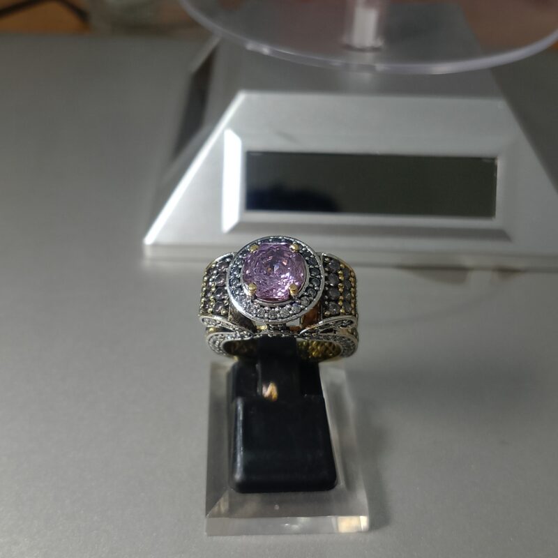 Lavender Crown Halo Ring in 925 Silver Gold Plating 2