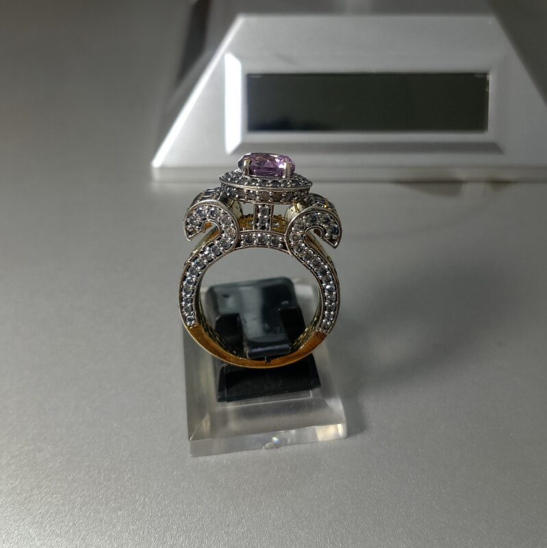 Lavender Crown Halo Ring in 925 Silver Gold Plating