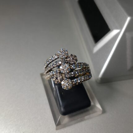 Natural Fancy Color Brown Diamond Double Flower Bypass Ring