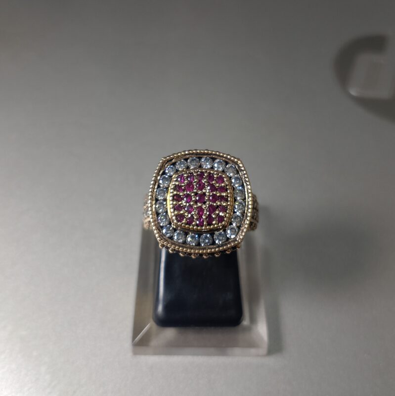 Ruby cluster halo daisy vintage antique rings
