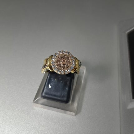 SWEET TREASURES Brown and White Diamond Halo Ring