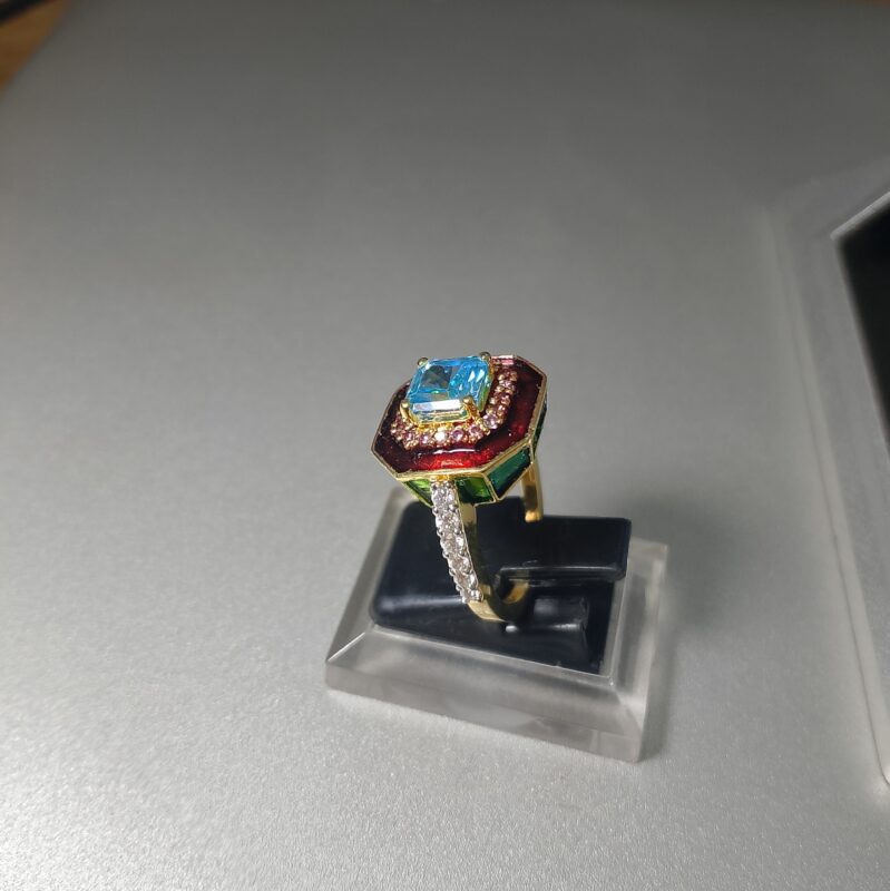 aquamarine Cut Emerald Sapphire Engagement Ring