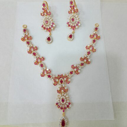 Dainty Ruby & Marquise Zircon Bridal Set for Nikah & Engagements