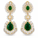 Traditional Layered Bridal Necklace Set – Gold and Green High Quality Zircon & Pearl – additional image 2
