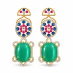 Multicolour Statement Necklace Set – Gold and Green Green ,red, blue High Quality Zircon – additional image 2
