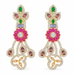 Multicolour Floral Statement Bridal Set – Gold and Red High Quality Zircon – additional image 2