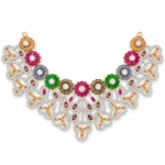 Multicolour Floral Statement Bridal Set – Gold and Red High Quality Zircon – additional image 3