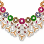 Multicolour Floral Statement Bridal Set – Gold and Red High Quality Zircon – additional image 4