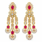 Multi-Strand Floral Statement Bridal Set – Gold and Red High Quality Zircon – additional image 2