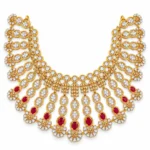 Multi-Strand Floral Statement Bridal Set – Gold and Red High Quality Zircon – additional image 3