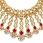 Multi-Strand Floral Statement Bridal Set – Gold and Red High Quality Zircon – additional image 4