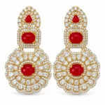Maharani Layered Bridal Necklace Set – Gold and Red High Quality Zircon – additional image 2