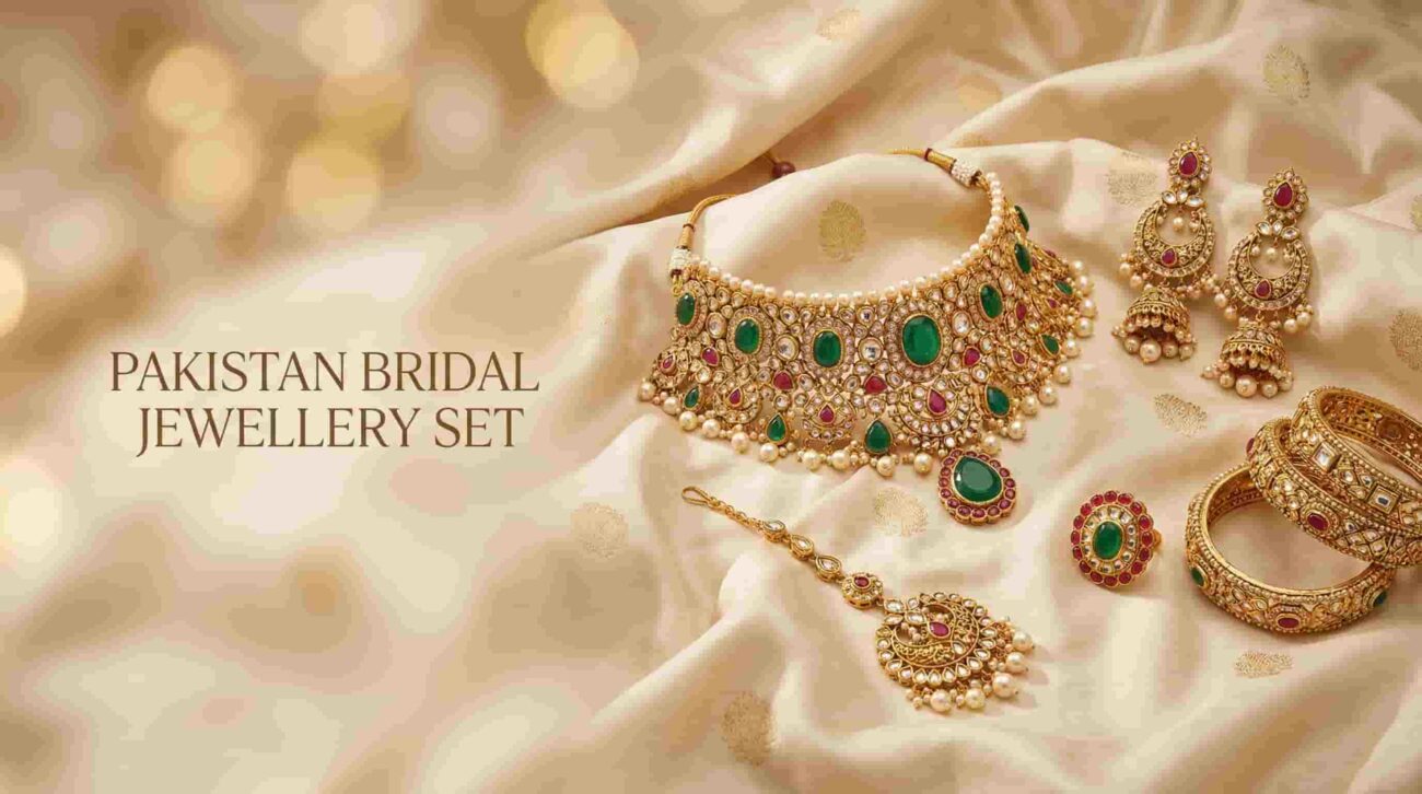 Pakistani bridal jewellery cost gold silver set