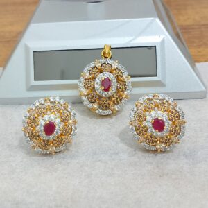 The Scarlet Bloom &mdash; Handcrafted Gold Plated Silver Pendant Set 5