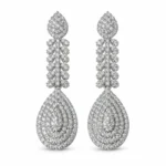 eardrop Statement Necklace Set – Silver and White High Quality Zircon – additional image 2