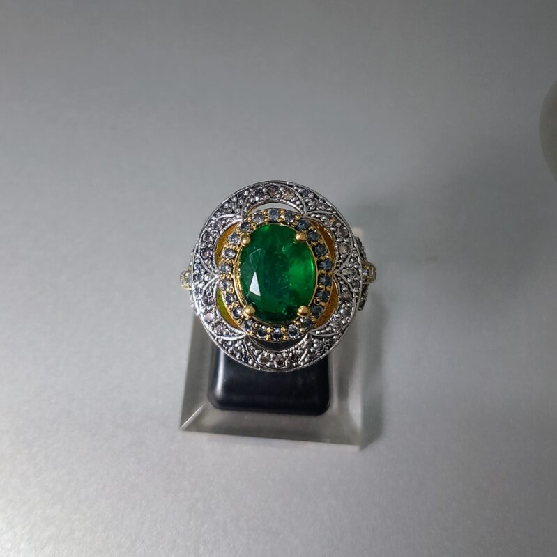 The Aura Green Emerald Halo Ring Copy
