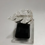 925 silver cz feather ring 925 Sterling Silver Deep Rhodium Plated High Quality White Zircon - View 3