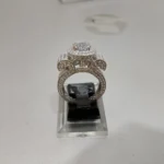 925 silver engagement ring diamond look halo High Quality White Zircon Deep Rhodium Plated - View 2