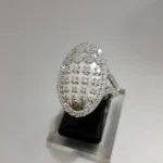 925 Silver Oval Statement Ring in 925 Sterling Silver with High Quality White Zircon and Deep Rhodium Plated finish - View 3