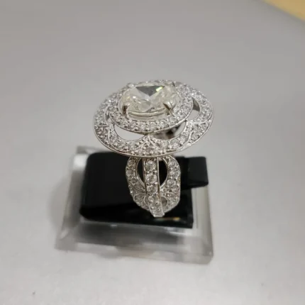 925 silver oval halo ring with High Quality White Zircon - 925 silver oval halo ring - View 2