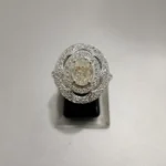 925 silver oval halo ring with High Quality White Zircon - 925 silver oval halo ring