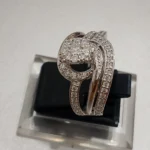 925 Sterling Silver Cluster Diamond Cocktail Ring Deep Rhodium Plated with High Quality White Zircon