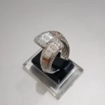 925 Sterling Silver Deep Rhodium Plated ring with High Quality White Zircon - View 2