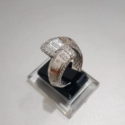 925 Sterling Silver Deep Rhodium Plated ring with High Quality White Zircon - View 2