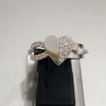 925 sterling silver half heart ring with high quality white zircon - View 2