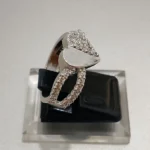 925 sterling silver half heart ring with high quality white zircon - View 3