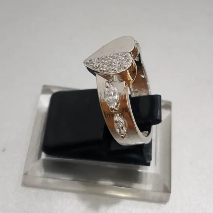 925 sterling silver half heart ring with high quality white zircon