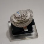 925 sterling silver oval solitaire ring with diamond halo of high quality white zircon - View 2
